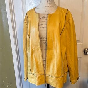 Elegant Yellow Leather Jacket for Women
